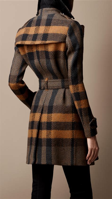 burberry coat that's not double breasted|Burberry check wool coats.